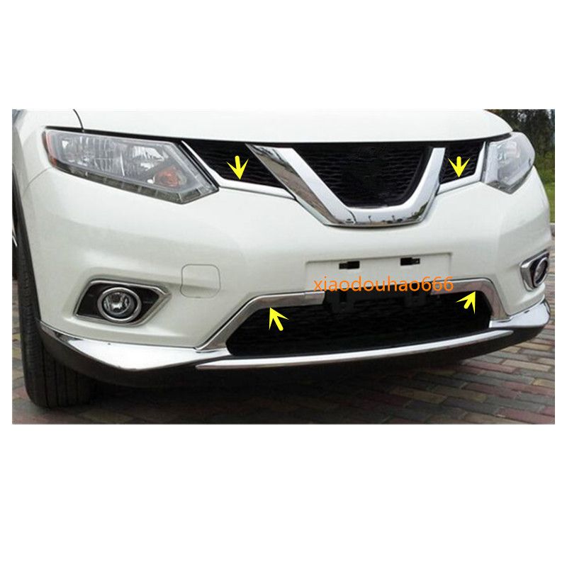 For Nissan Rogue 2014-2016 Chrome Front Grille Grill Mesh Cover Trim Styling