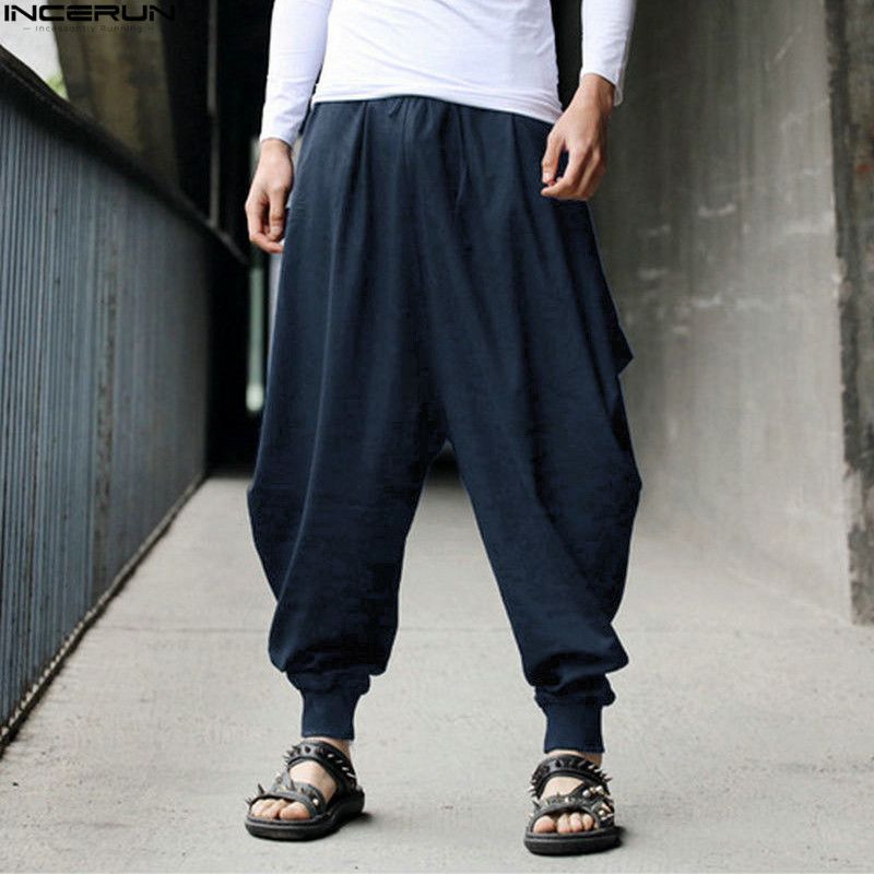 INCERUN Pantalones de para hombre Pantalones Joggers japoneses Pantalones cruzados de hombre