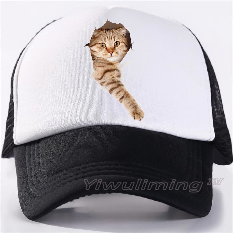 Adult Mesh Caps Hats Adjustable for Men Women Unisex,Print Cute Cat