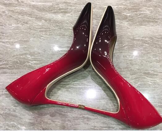 red multi colored heels