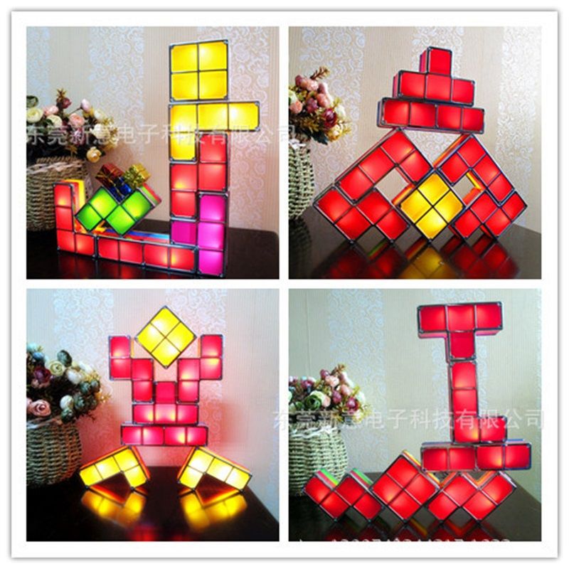 2020 Tetris Stackable Led Desk Lamp Novelty Retro Game Tower