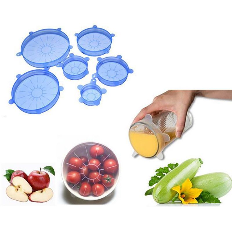 Silicone Stretch Suction Pot Lids Kitchen Tools Food Grade Fresh Keeping Wrap Seal Lid Pan Cover