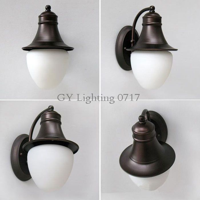 2019 Art Deco Retro Vintage Wall Lamps Milky Frost Glass Lampshade Outdoor Waterproof Aisle Garden Yard Porch Lamp Sconce From Gylighting0717