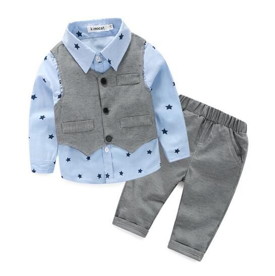 Acheter Pas Cher Nouveau Ins Enfants Vetements Garcon Messieurs Ensembles A Manches Longues Tournez Collier Etoiles Imprimez Garcon Chemise Garcon Pantalon Gilet Garcon Vetements Ensemble Du 9 32 Fr Dhgate