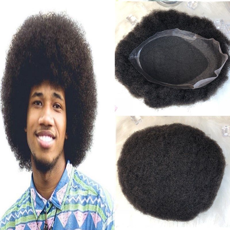 2019 African Curly Mens Toupee 1b Curly Lace Front Mens Hairpiece