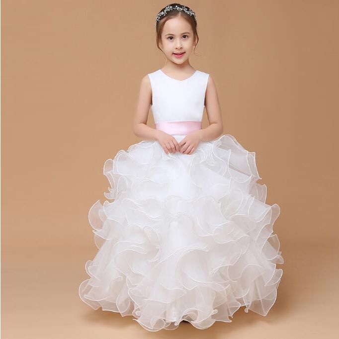 organza flower girl dress with ruffled skirt