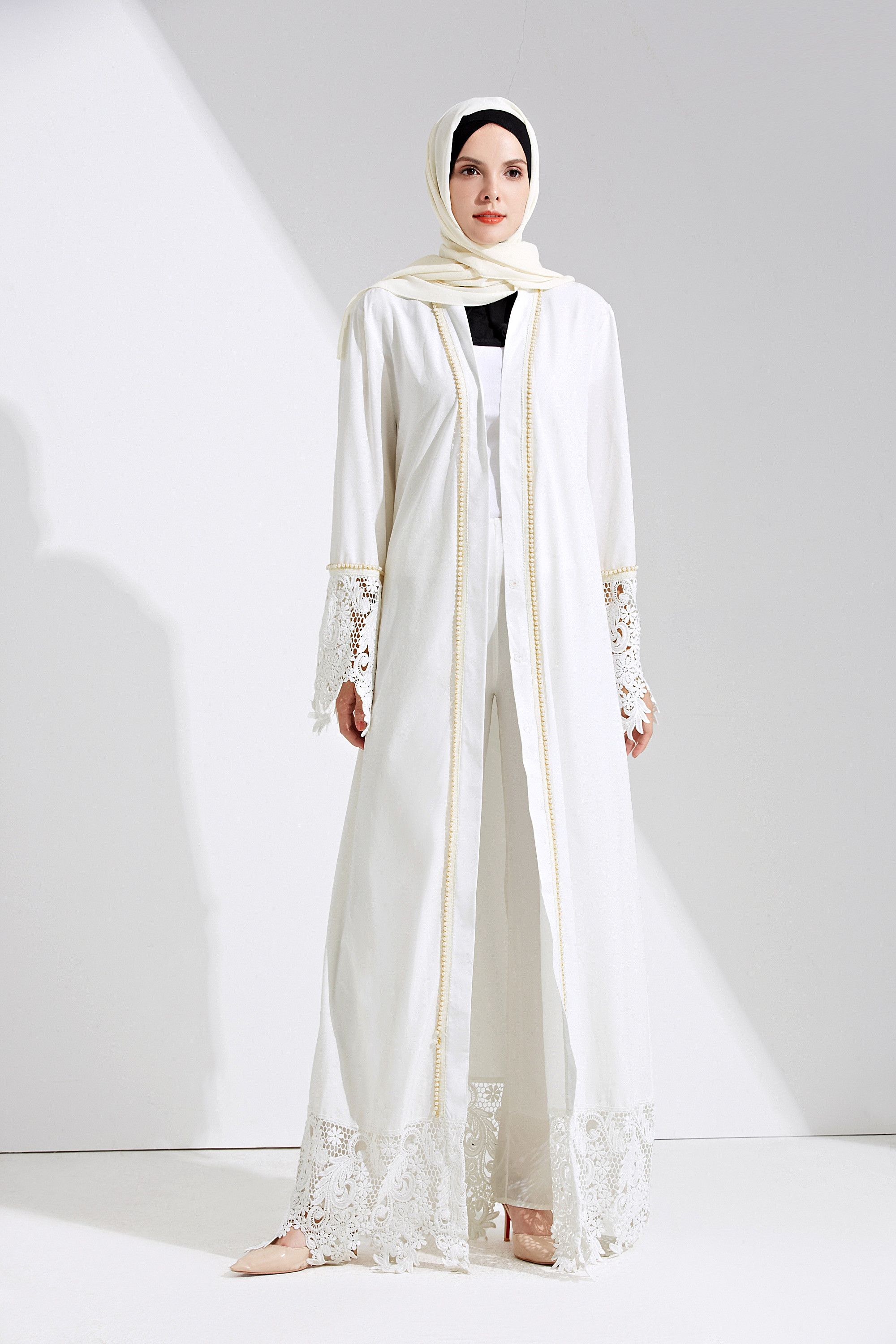 white lace abaya