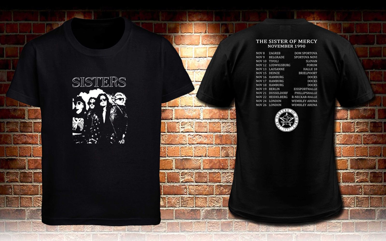 SISTERS OF MERCY TOUR 1990 VINTAGE Repro camiseta negra Camiseta RARA S 3XL