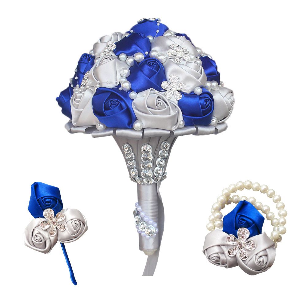 Hot Selling Silk Hand Flowers Diamond Wedding Bridal Bouquet