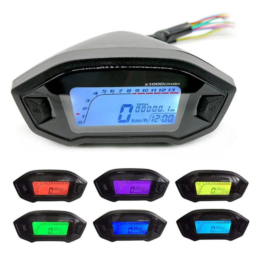 Universal Motorrad Digital LCD Tachometer Kilometerzähler Odometer 7 Farbe KFZ