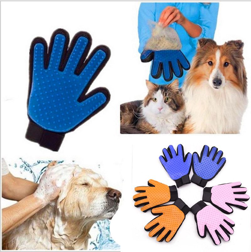 Pet Dog Cat Rubber Grooming Massage Glove Hair Removal Bathing Comb Clean Brush