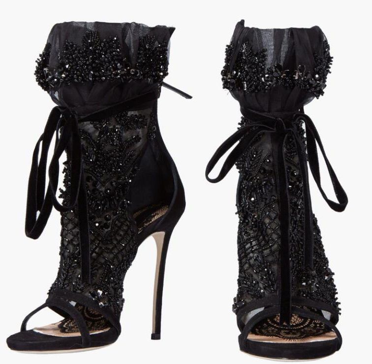 black ankle booties open toe