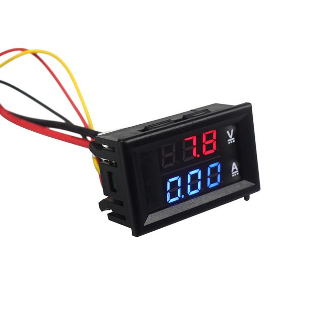 Amp Dual voltímetro digital Medidor LED rojo 10A 100V DC amperímetro del voltímetro del azul Amp Dual voltímetro digital Medidor LED rojo 10A 100V DC amperímetro del voltímetro del azul