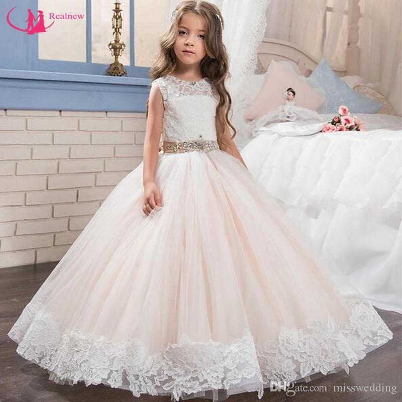 2018 Nuevo Diseño Vestido de Reina Vestido de Niña de Encaje Blanco Encaje Fajas Vestido de 2018 Nuevo Diseño Vestido de Reina Vestido de Niña de Encaje Blanco Encaje Fajas Vestido de