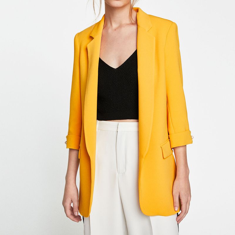 yellow long blazer