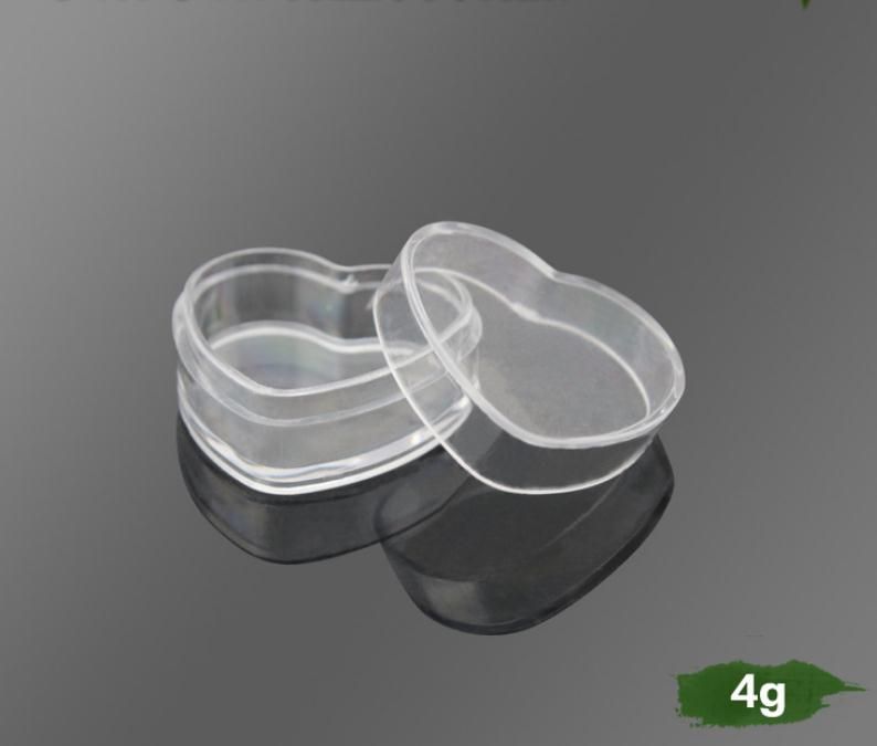Heart Shape 4g Clear Plastic Sample Containers Mini PS Jar With Lid