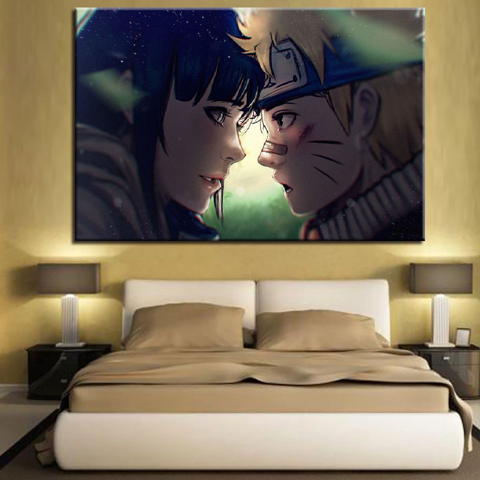 Leinwand Bilder Zimmer Wandkunst 1 Stück / Stücke Uzumaki Naruto Und Hyuga Hinata Gemälde HD Drucke Anime Poster