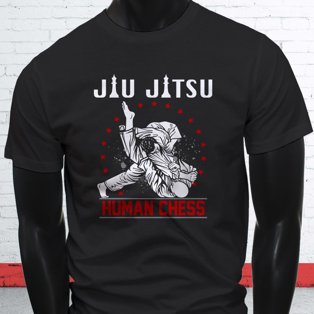 JIU JITSU HUMAN CHESS MMA FIGHTING BJJ TRAINING Mens Black T Shirt