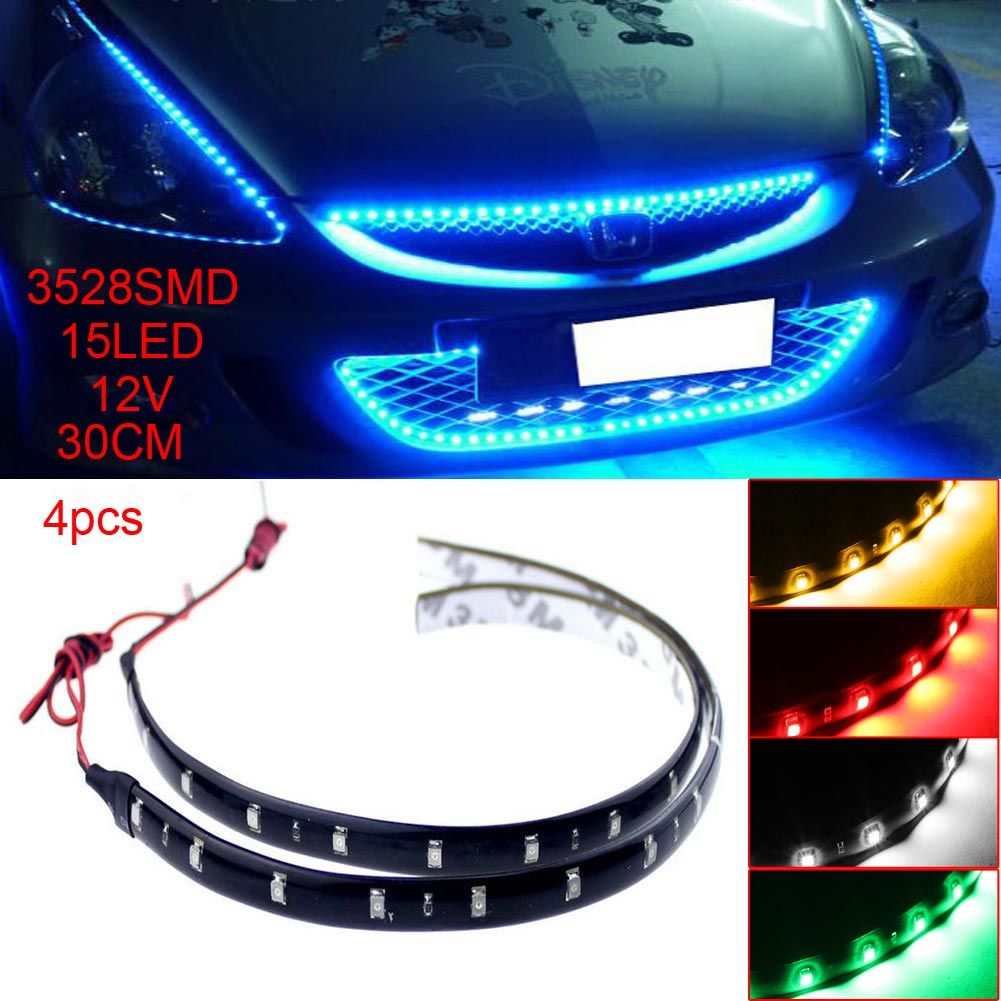 15led 12v 30cm 3528 Smd Waterproof Car Auto Flexible Strip Lights Indoor Universal Interior Decoration Strip Led Light Waterproof Led Strip Lighting