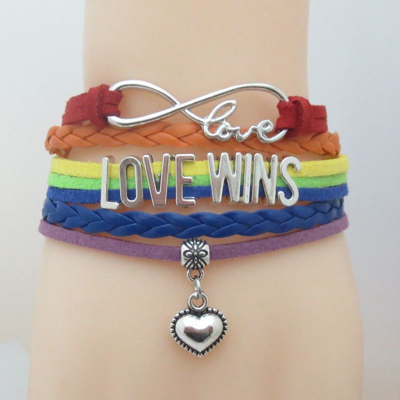 Hot Sales Infinity Love Wins Heart Charm Bracelet LGBT Pride Bracelet