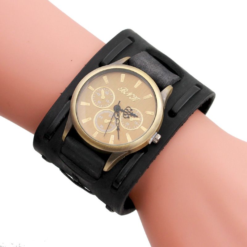 Compra Correa Ancha De Moda De Punto, Reloj Retro Antiguo, Clavos De Tres  Ojos Masculinos, Relojes De Pulsera Para Hombres Barato | Entrega Rápida Y  Calidad | Es.Dhgate
