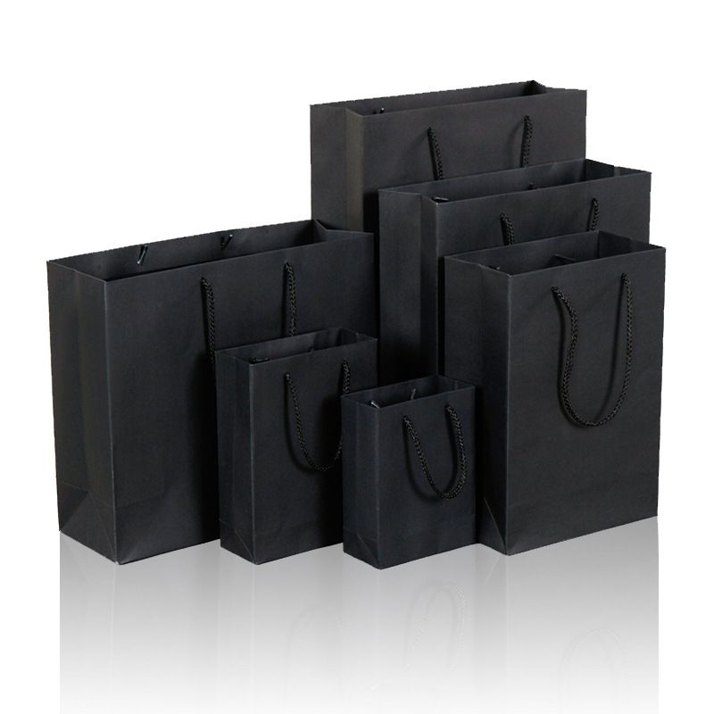 10 Size Black Paper Gift Bag With Handle Wedding Birthday Party Gift