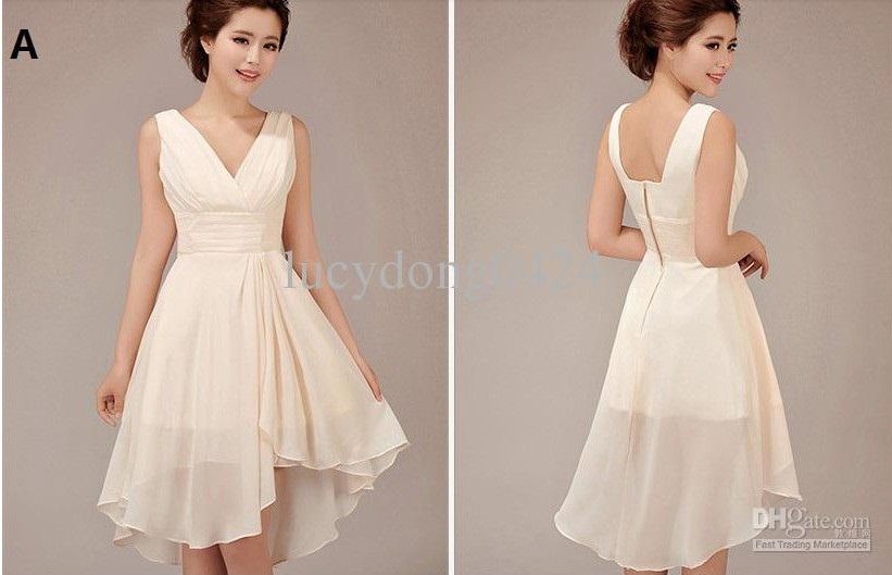 Compra Marrón Estilo A US2 Vestidos De Dama De Honor Hasta La Rodilla,  Elegantes, Nuevos Y Baratos, Hasta La Rodilla Vestidos De Novia LD002  Barato | Entrega Rápida Y Calidad | Es.Dhgate