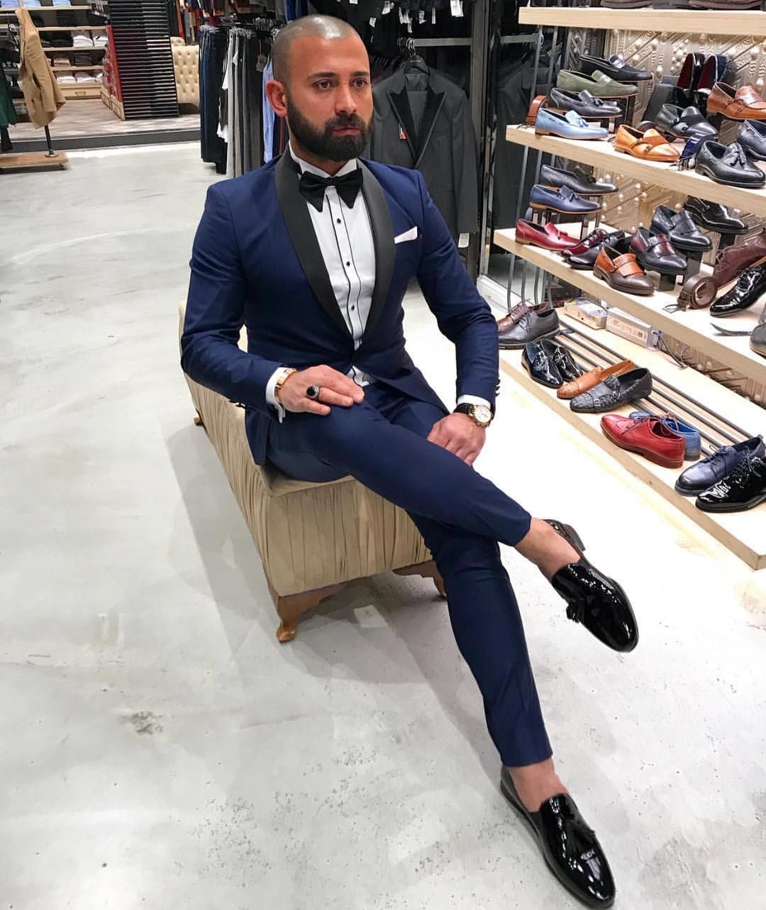 Acquista Blu Navy Due Pezzi Abiti Da Uomo Smoking Da Sposo Slim
