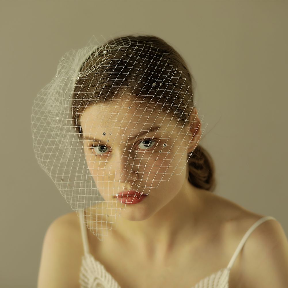 Vintage Birdcage Wedding Veils With Beads Face Blusher Wedding