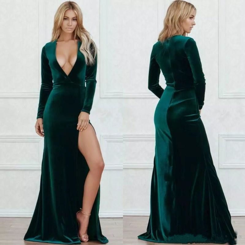 hunter green velvet dress