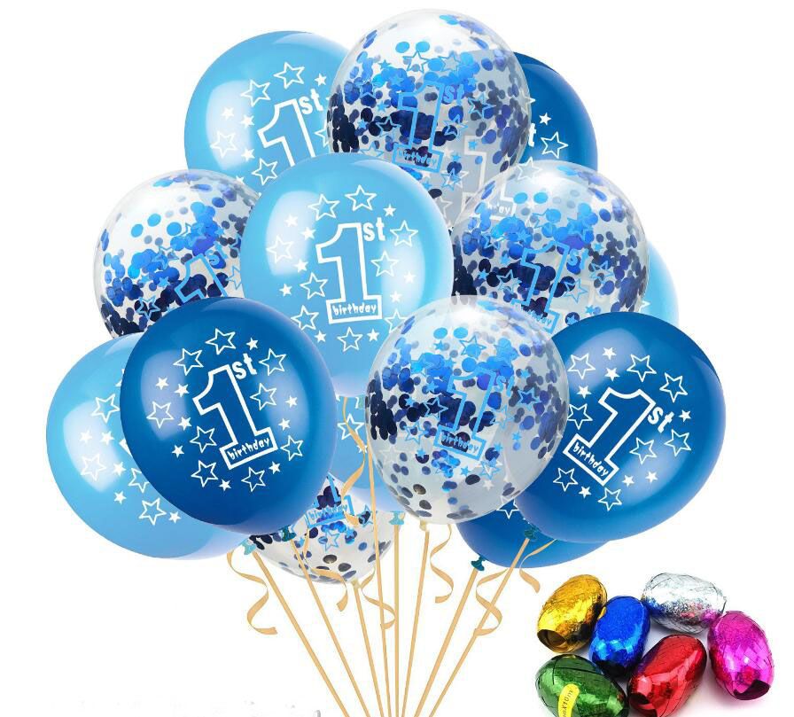 Baby Shower Boy Girl Latex Balloons Confetti Set 1st Birthday
