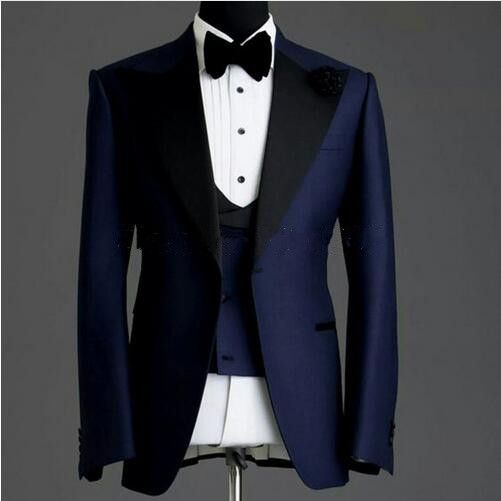 Acquista Matrimonio Blu Navy Uomo Smoking Smoking Nero Con Risvolto A Tre  Pezzi Uomo Formale Abito Da Ballo Giacca + Pantaloni + Gilet A 77,9 € Dal  Zhuizheyuan | DHgate Italy