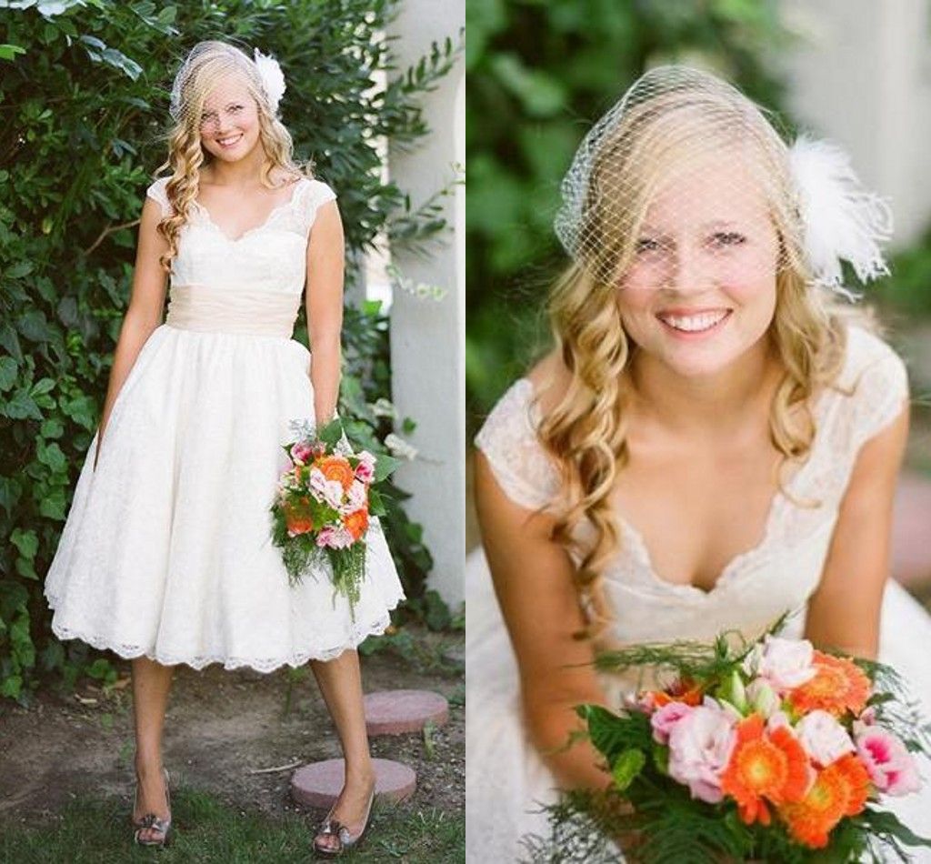 Discount Vintage Lace Wedding Dresses Tea Length Plus Size Bridal Gowns Plus Size A Line Outdoor Country Wedding Gowns Robes De Mariee Wedding Bridal Wedding Dress Shop Online From Sukywedding 80 41 Dhgate Com