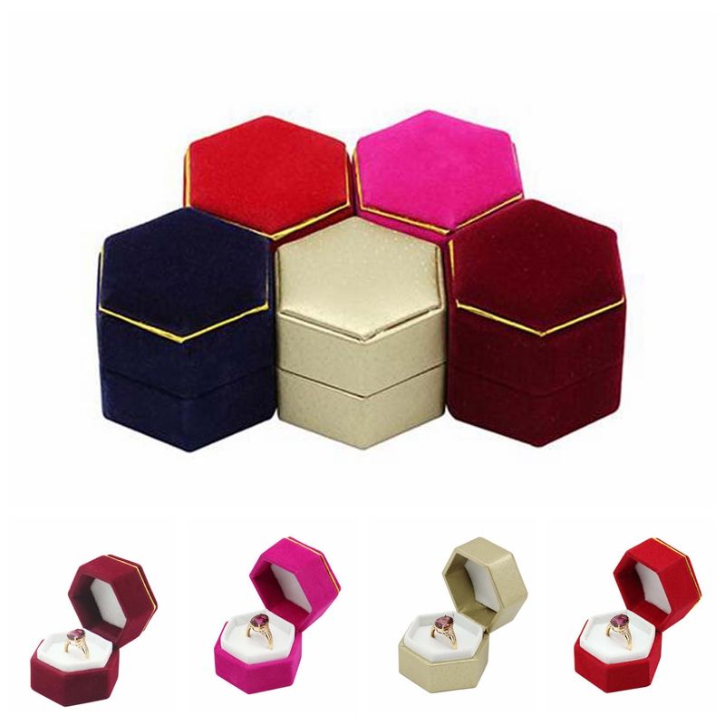 Wedding Ring Box Jewelry Accessories Storage Small Boxes Hexagon Shape Organizer