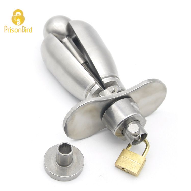 Stainless Steel Openable Anal Plugs Heavy Anus Beads Lock with Handles 