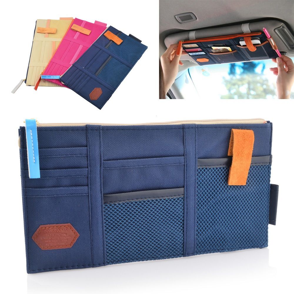 Car Sun Visor Point Pocket Organizer Pouch Bag Pocket Card Storage CD Holder RU
