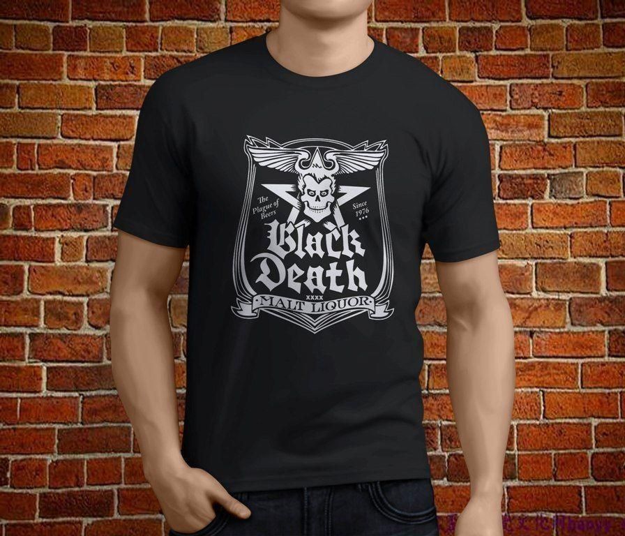 WKRP In Cincinatti Black Death Beer Johnny Fever Men/'s Black T-Shirt Size S-3XL