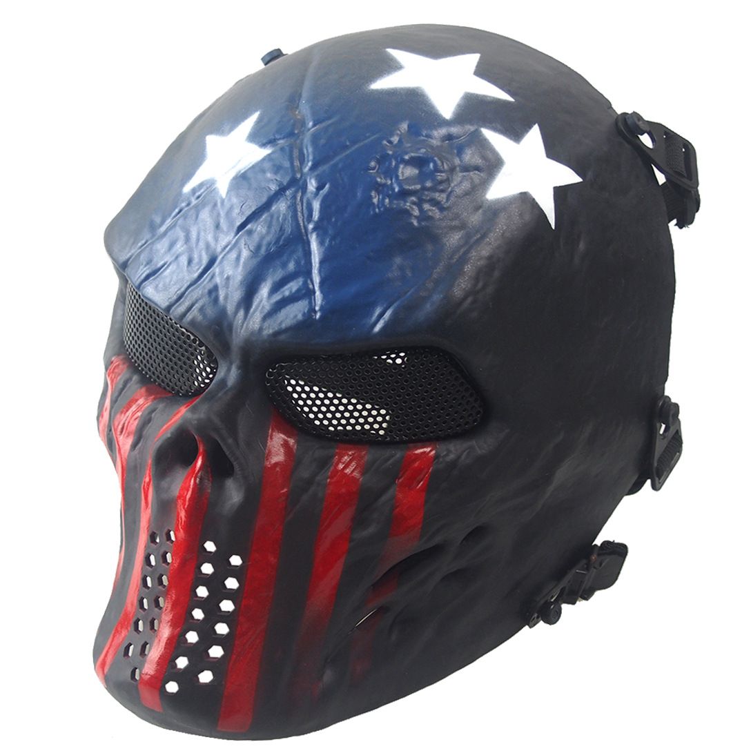 AIRSOFT /& PAINTBALL jeu protection Metal Mesh demi-masque en Noir /& Blanc Crâne