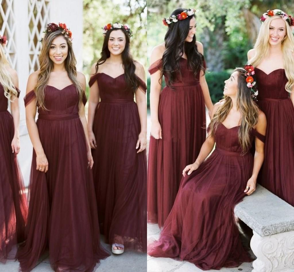 boho burgundy bridesmaid dresses