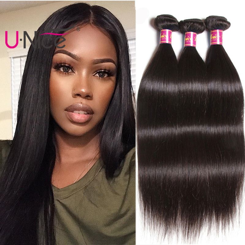 Unice Hair 4 Bundles Brazilian Virgin Straight Hair Weave 100