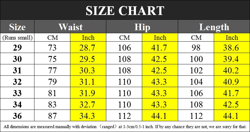 Gas Jeans Size Chart