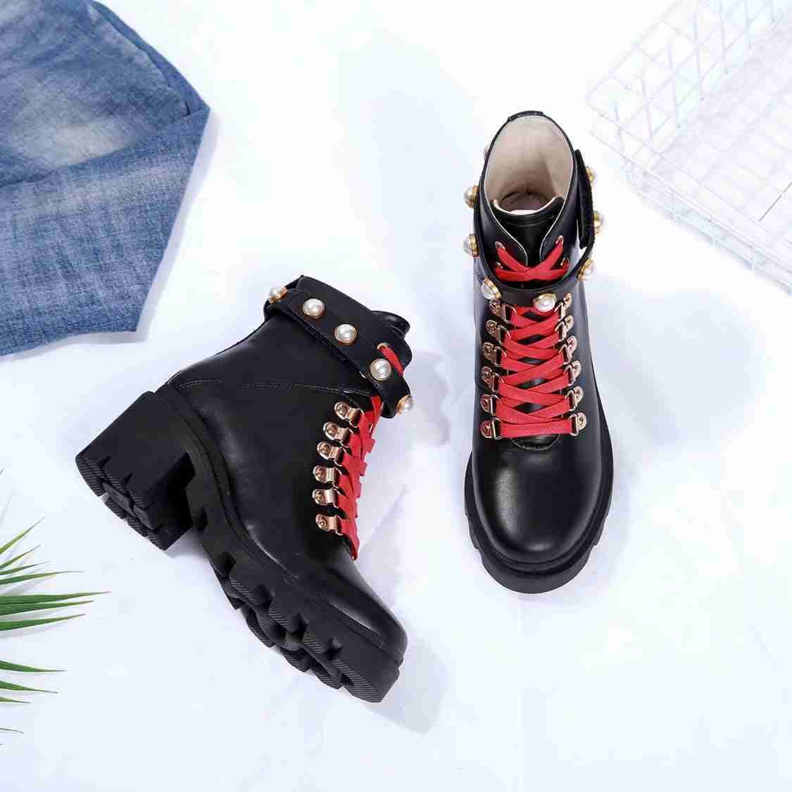 combat boots red laces