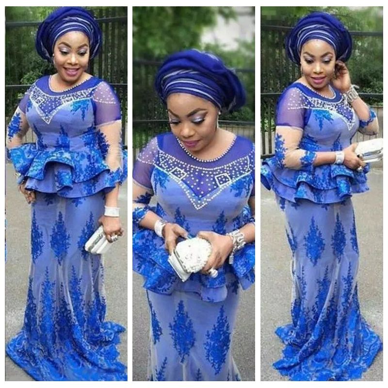 2020 Scoop Neck Aso Ebi Style Mothers 