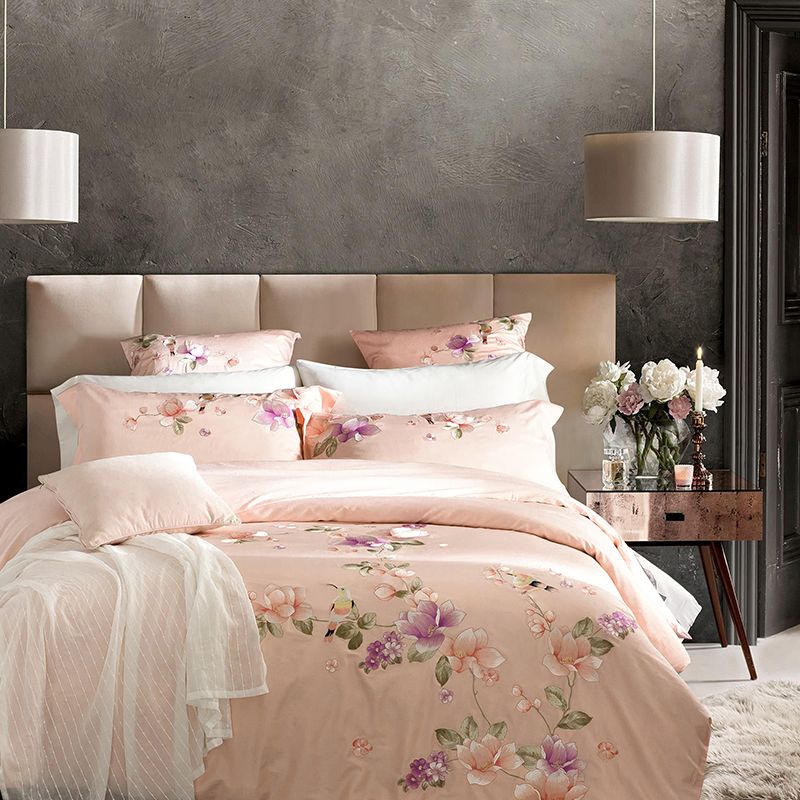 4 100 Cotton Luxury 60s Sateen Fabric Light Pink Duvet Cover Set