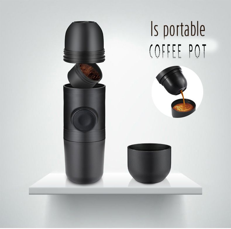 Portable Coffee Maker Pot Hand Held Mini Machine Pressed Espresso Travel Tool 