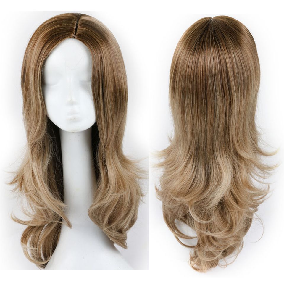 Long Ombre Brown High Density Synthetic Wigs For Black White Women