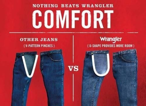 wrangler jeans u shaped crotch