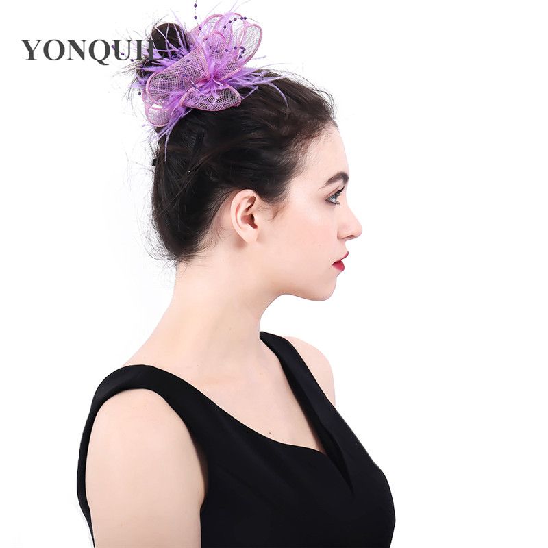 2019 Womens Elegant Loops Flower Feather Fascinator Hat Wedding