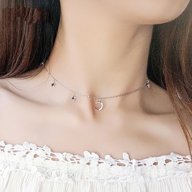 sterling silver moon choker
