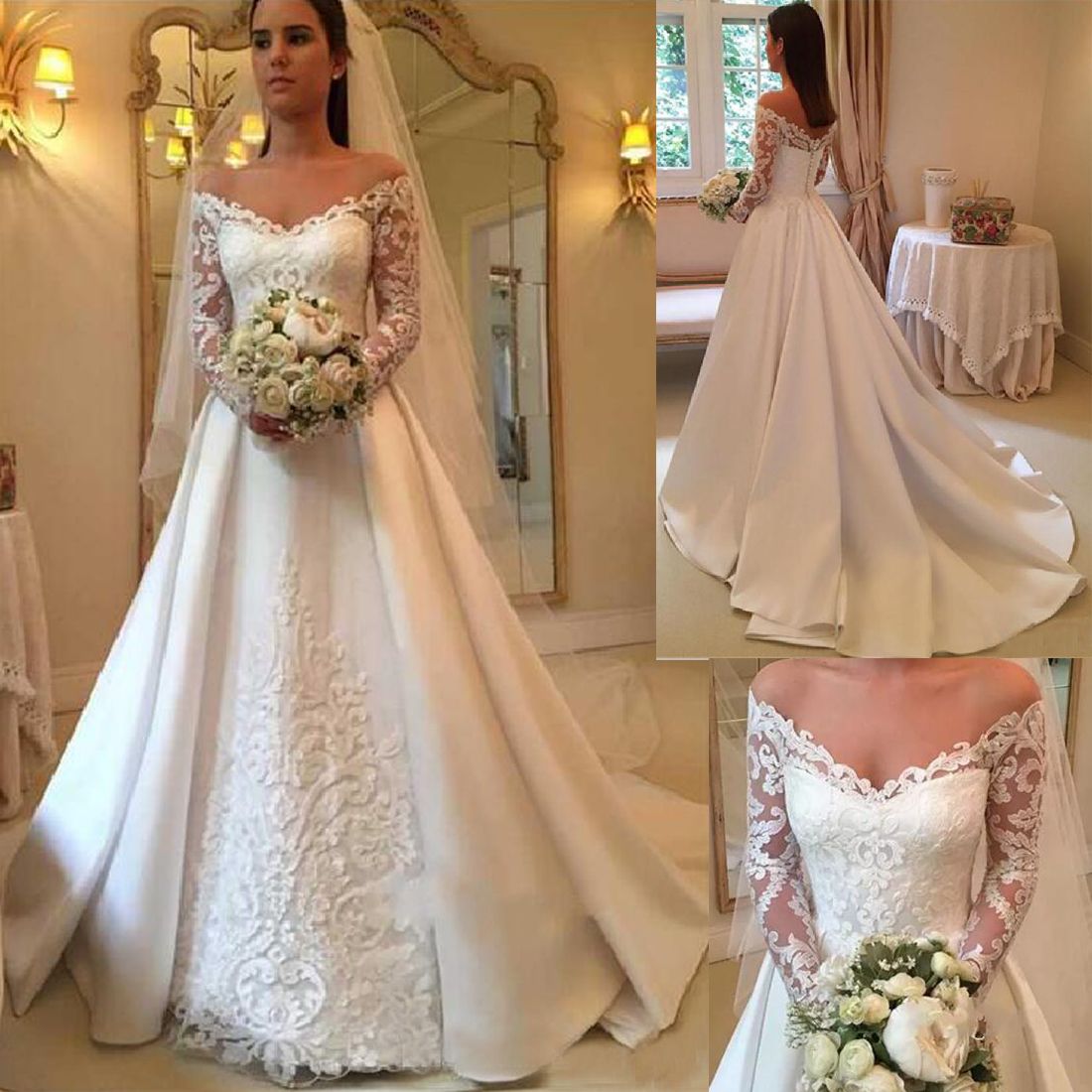 long sleeve wedding dresses under 200 